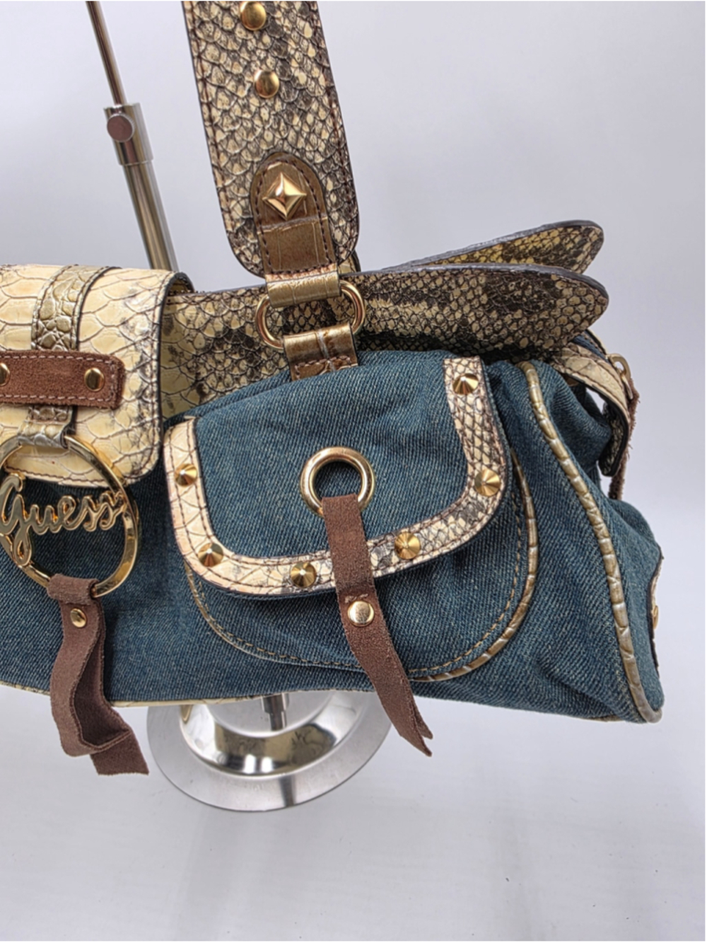 Authentic Vintage Guess Y2K Denim Shoulder Bag - Picture 6 of 16